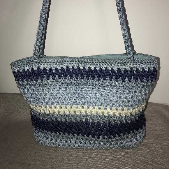 Vintage Lina Woven Knit Multi-Striped Bag, Tote - Picture 3 of 16